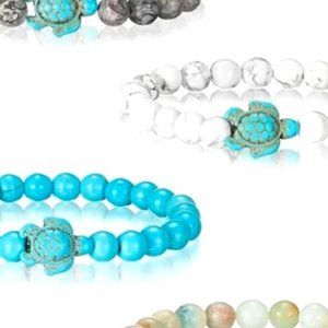 Turtle Bracelet Turquoise Handmade Natural Stone Bracelet Summer Jewelry￥￥